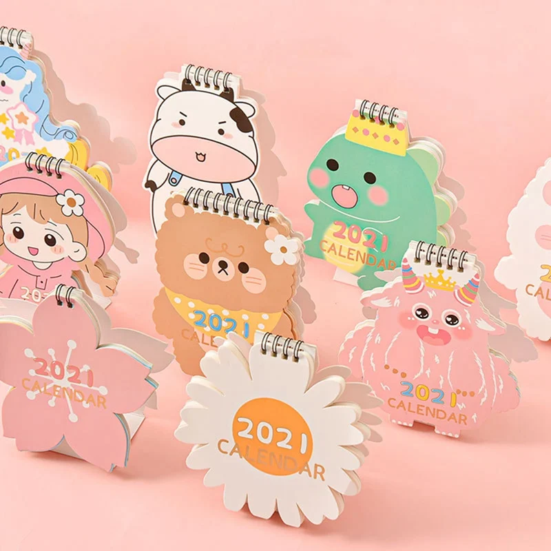 

Hand Drawing 2021 Fresh Cartoon Animal Mini Desktop Paper Calendar Dual Daily Scheduler Table Planner Yearly Agenda Organizer