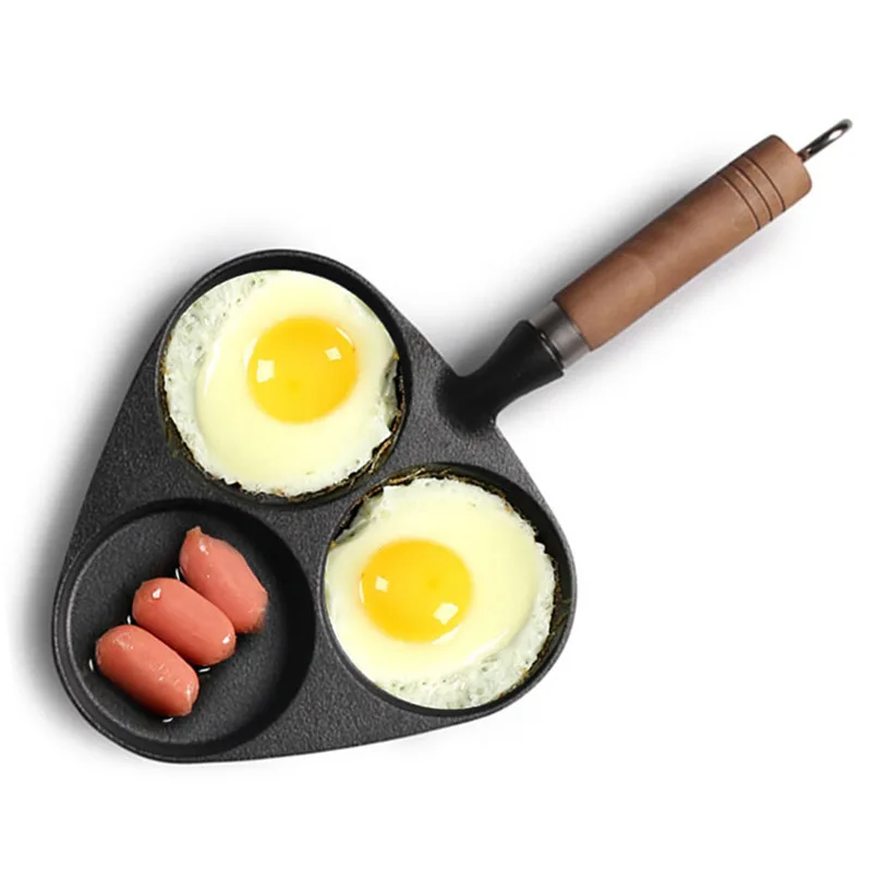 

Gietijzeren Non-Coating 3In1 Compartiment Omelet Koekenpan Met Lange Handvat Gas Inductie Kookplaat Keuken & Eetkamer Kookgerei