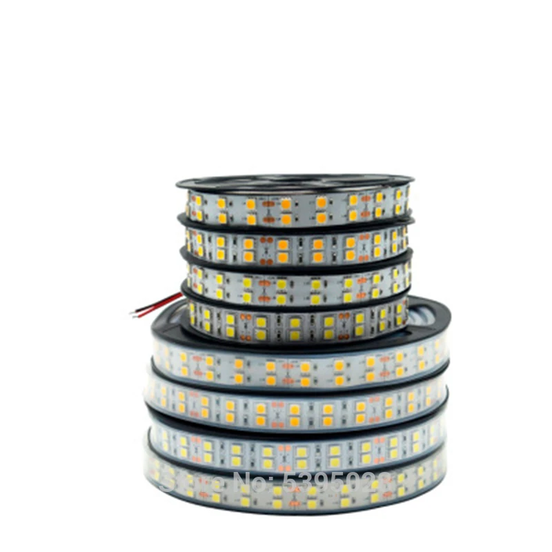 

RGB Led Strip Light 5050 Double row Warm White Color Living Room Decoration Waterproof IP67 whitePcb 5M DC12/24V 120Leds/m