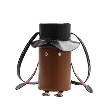 

2020 Casual PU Leather Chain Crossbody Bucket Bags Mini Cylinder Shaped Messenger Handbags Small PU Leather Crossbody Bags