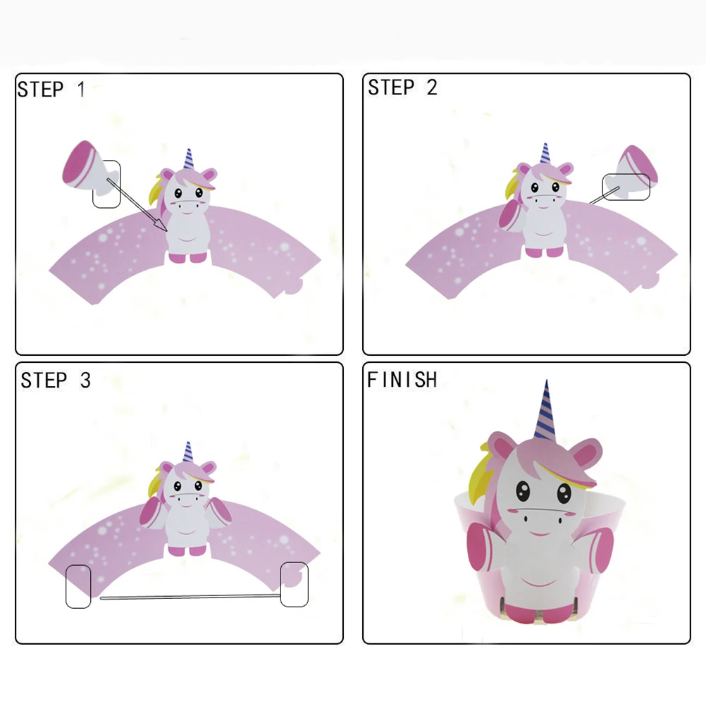 12pcs Lovely Unicorn Cupcake Wrapper Cake Paper Cups Cute Muffin Cup Liners Party Supplies For Baby Shower Wedding Kids Birthday