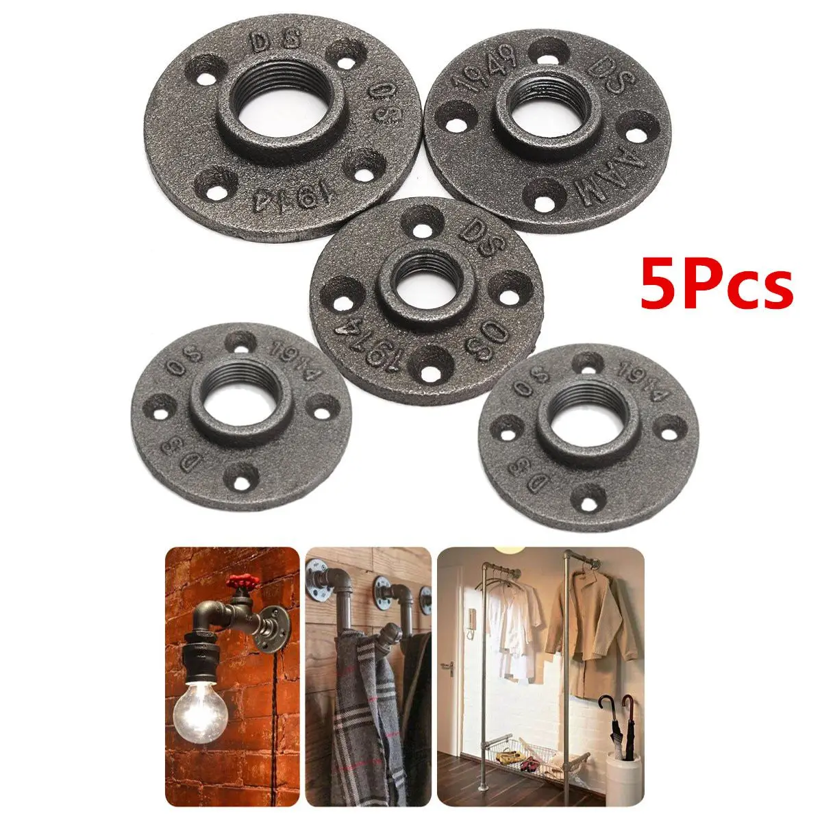 

1/2 3/4 or 1 Inch Reinforced Black Flange Iron Pipe Floor Fitting Plumbing Threaded Flange