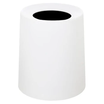 

Household Double-Layer Round Trash Can Office Living Room Kitchen Bathroom Double-Layer Trash Bin Waste Bins Without Lid White