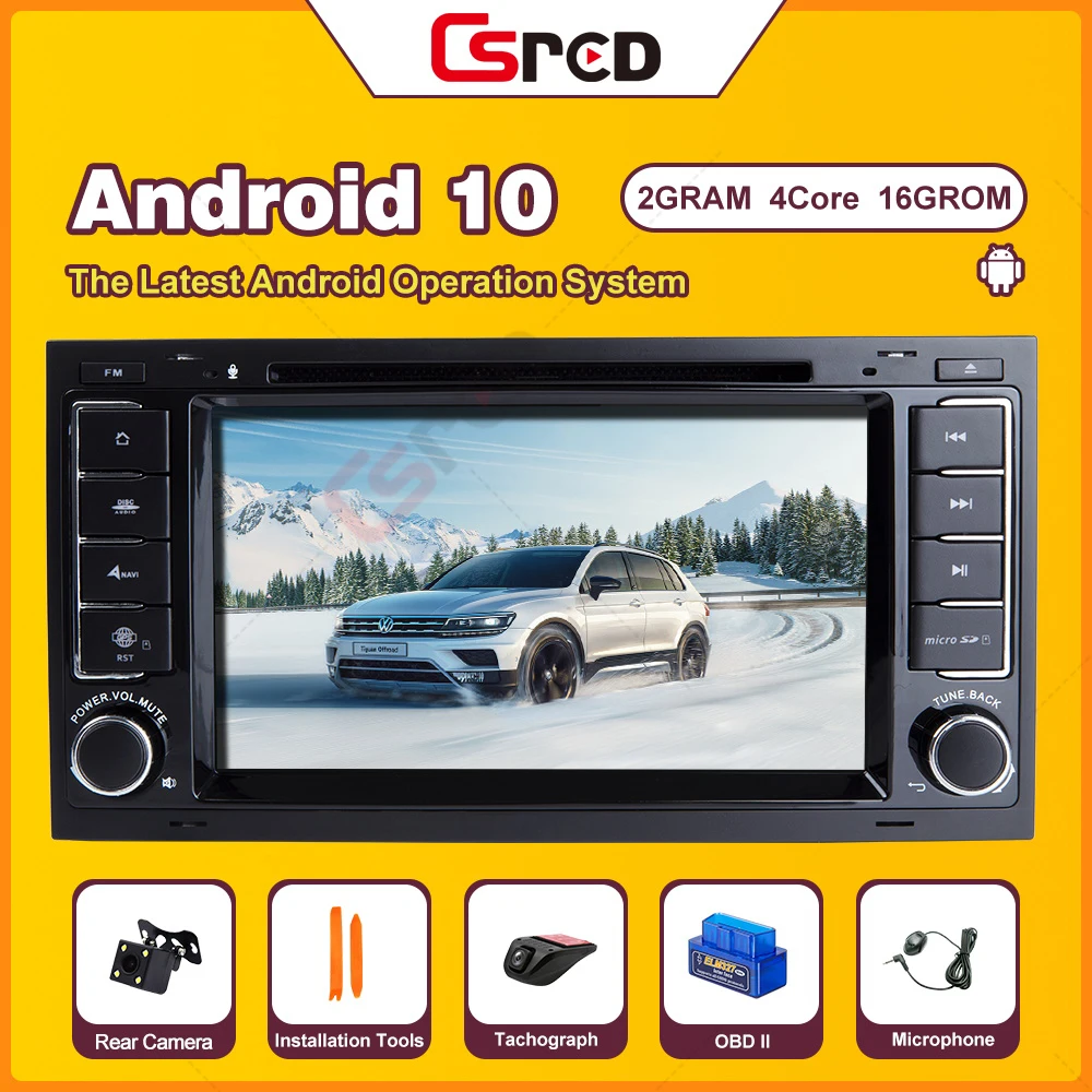 Csred Авто Радио Android 10 для VW Touareg 2004 2011 Transporter T5 Multivan 2009 GPS навигация автомобильный