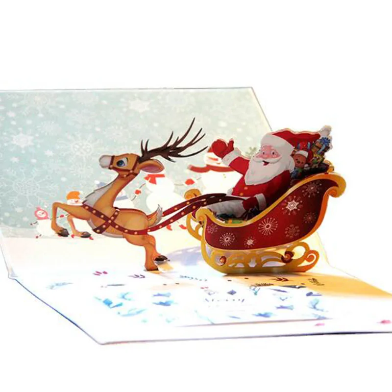 3pcs/10pcs Creative Christmas Invitation Card 3D Hollow Christmas Tree Snowman Santa Claus Postcard - 4.0003E+12