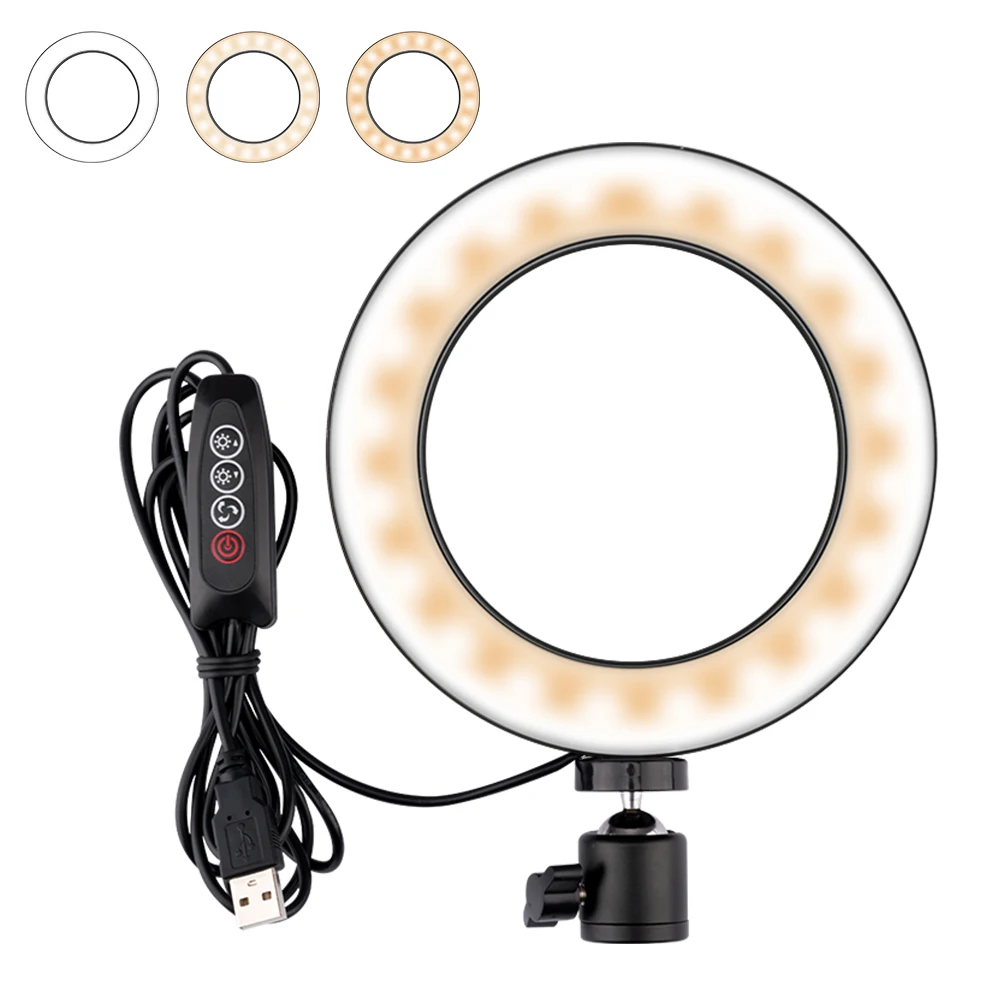 

LED Selfie Ring Light 6.2inch Metal Dimmable Camera Phone Ring Lamp With Stand Tripods For Makeup Video Live Studio Party Light
