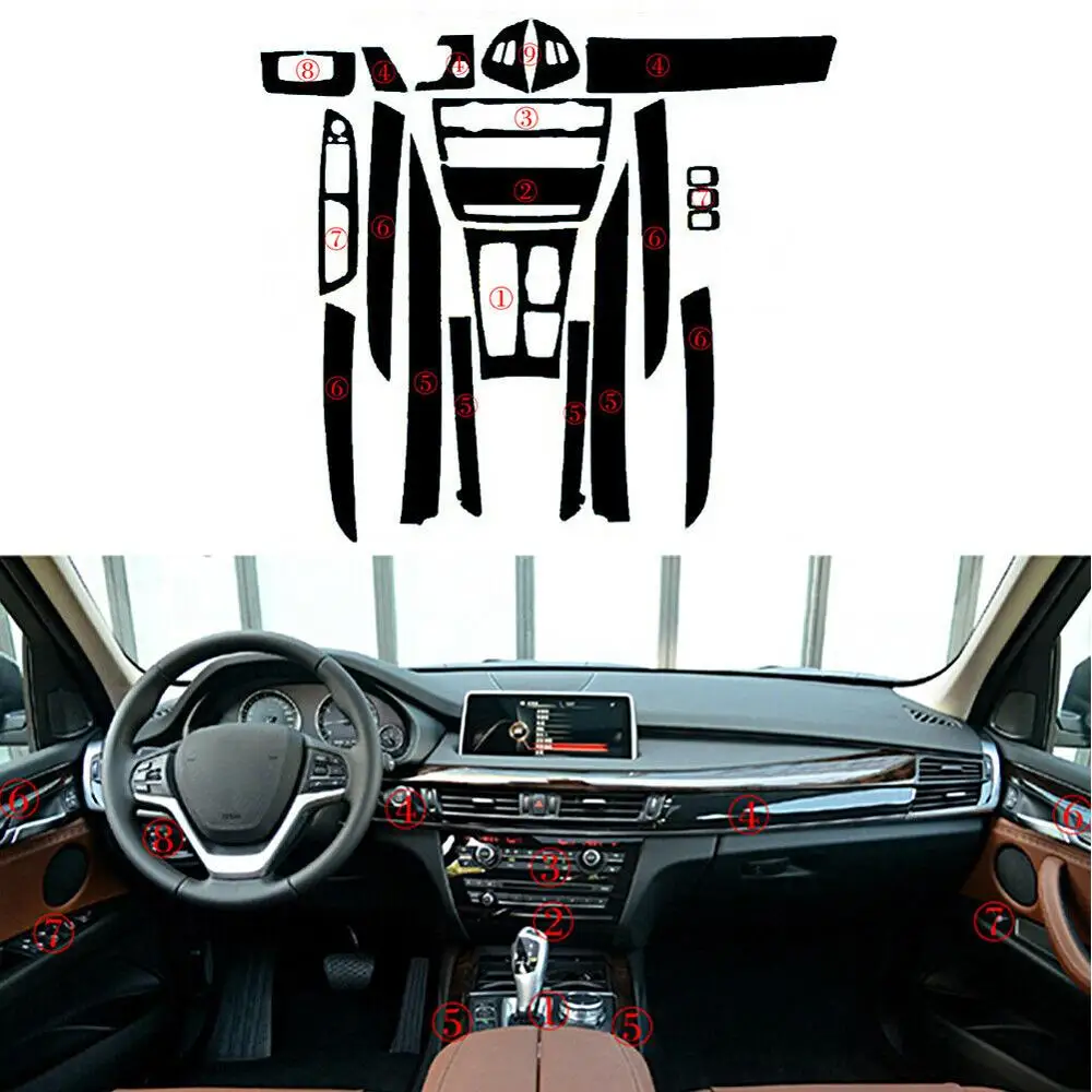 

5D Carbon Fiber for BMW X5 2007-2013 Car Interior Sticker Panel Decal Trim Kit Cover Trim Sticker Decoration Accessorie Sticker