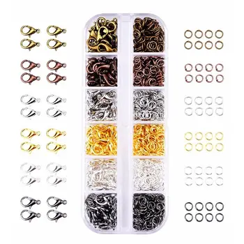 

972pcs 6 Colors Lobster Claw Clasps Open Jump Rings for Jewelry Making Findings