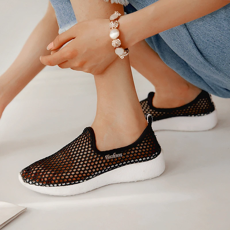 

SHANTA 2020 Women Shoes Summer Mesh Breathable Shoes Fashion Sneakers Soft Comfortable Slip On Women's Shoes Zapatos De Mujer