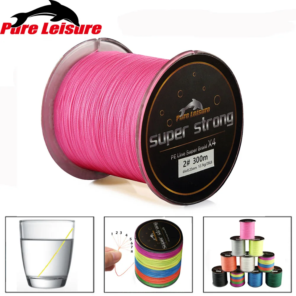 PureLeisure 4 подставки и 8 многонитевая PE плетеная леска 300 м Tresse De Peche Brins материал Pesca