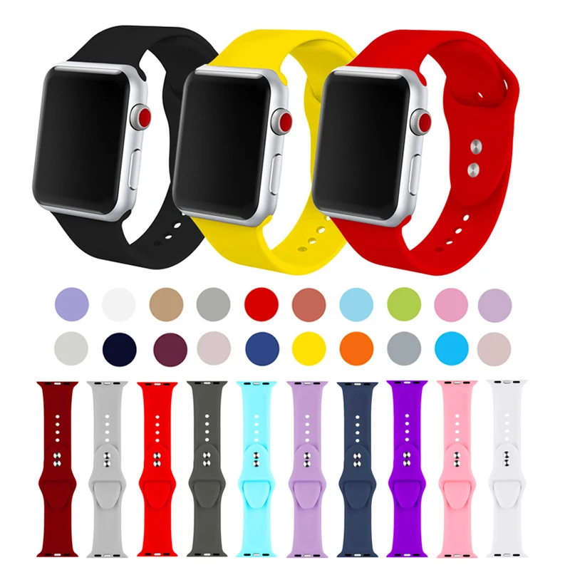 Силиконовый спортивный ремешок для красочных мягких часов Apple Watch 38 мм 42 44 40