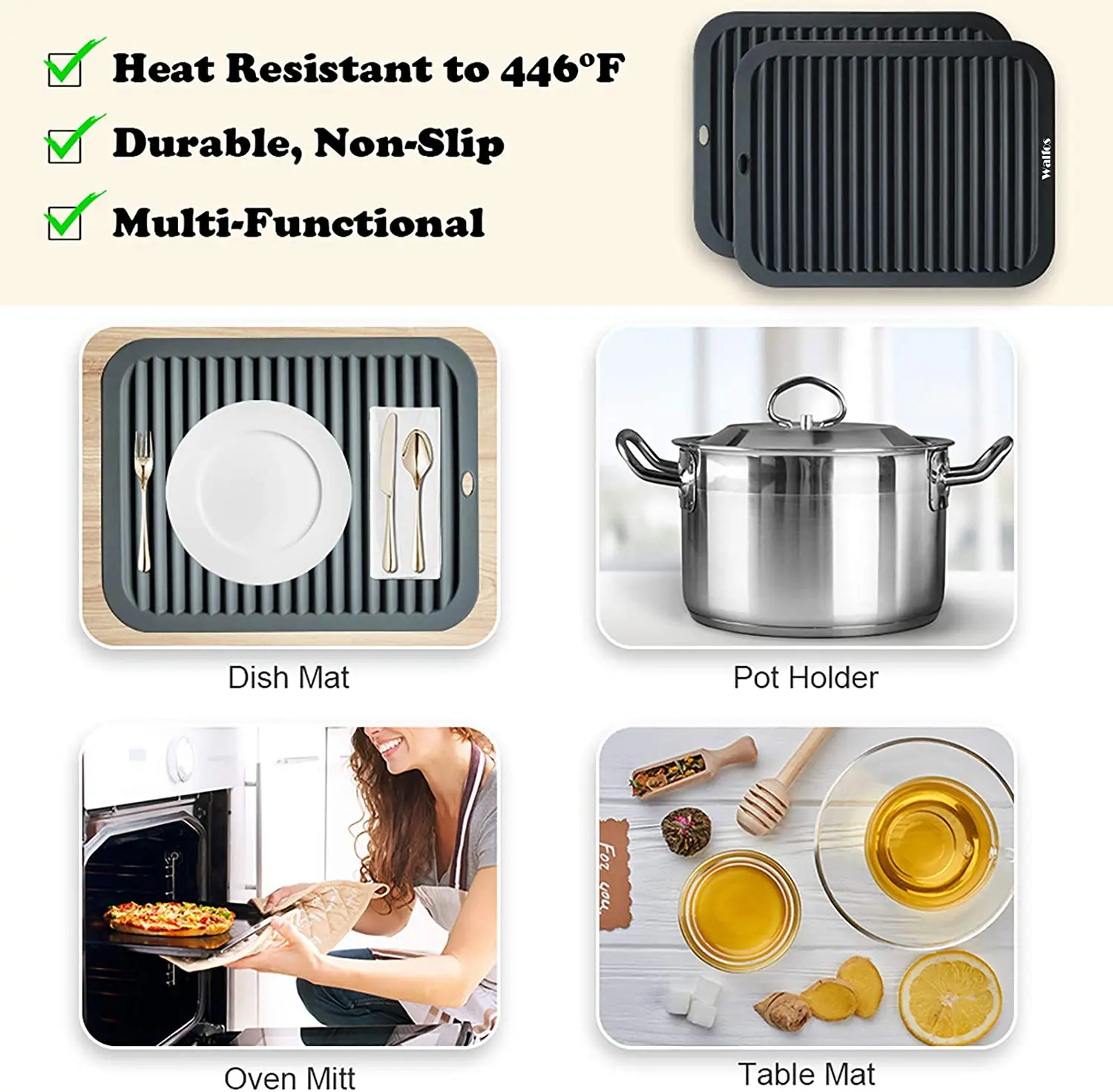 TPR Trivet Mat for Hot Dishes, Multi-Use Hot Pads Kitchen Trivets for Hot  Pan and Pot Holder 