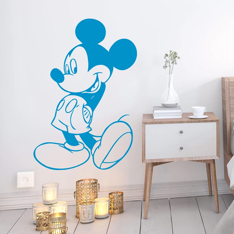 Cartoon Disney Mickey Mouse Wall Stickers For Home Decor Living Room Nursery Kids Room Decoration Vinyl Mural Wall Art Decals