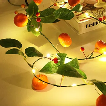 

Warm Yellow Lamp Garden Decoration 2m 20 LED Simulation Orange Fruit Night Light for Cafe Restaurant Exquisite Supply