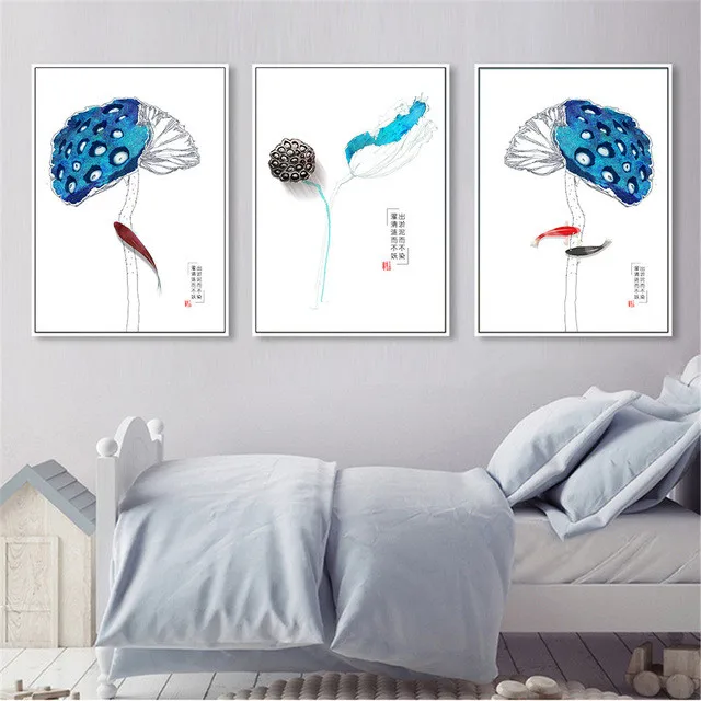 Nordic-Canvas-Poster-Koi-Fish-Landscape-Blue-Hindu-Lotus-Seedpod-Paintings-Wall-Art-Print-Quotes-Pictures.jpg_640x640 (3)