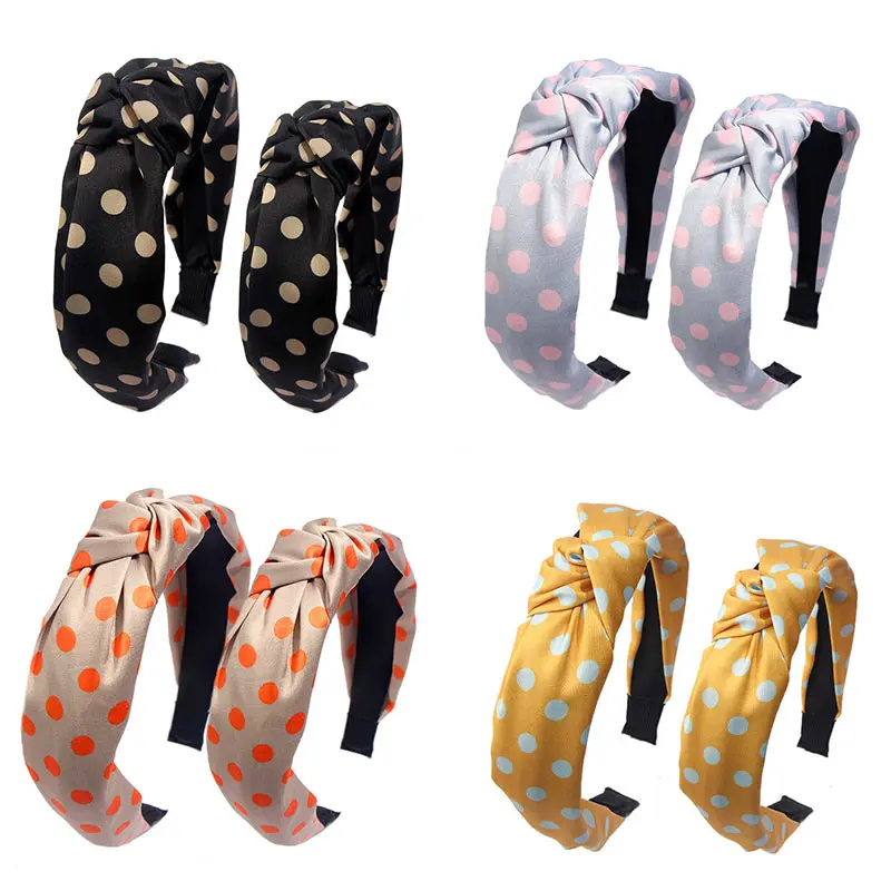 

JUST FEEL 2pcs Matching Mom Daughter Baby Girl Wide Headband Cross Knot Mom and Me Hair Hoop Parent-Child Polka Dot Headwear