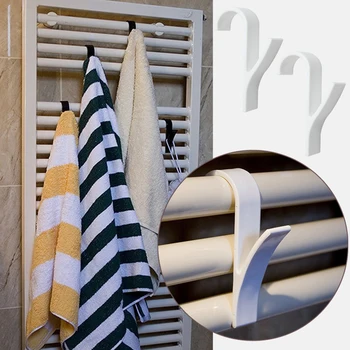 

6pcs High Quality Hanger For Heated Towel Radiator Rail Bath Hook Holder Clothes Hanger Plegable Scarf Hanger white