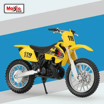 

MAISTO 1:18 SUZUK RM250 Diecasts Yellow Mountain Motocross Simulation Alloy Motorcycle Model for Kids Toy and Gifts with Box