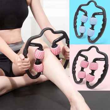 

4 Wheel U Shape Trigger Point Massage Roller for Arm Leg Neck Muscle Tissue for Fitness Gym Yoga Pilates Sports Relax Tools