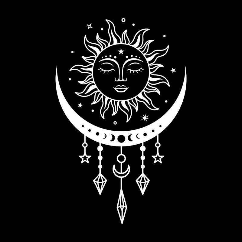 Celestial Boho Mystical Magic Wall Decals - Sun and Moon Vinyl Art Stickers