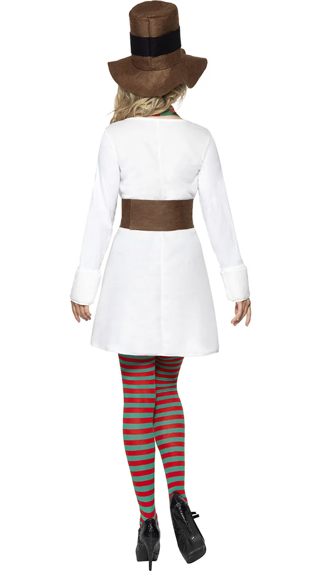 Женский и мужской Рождественский костюм снеговика рождественские вечерние Одежда для пар маскарадные платья белого снеговика