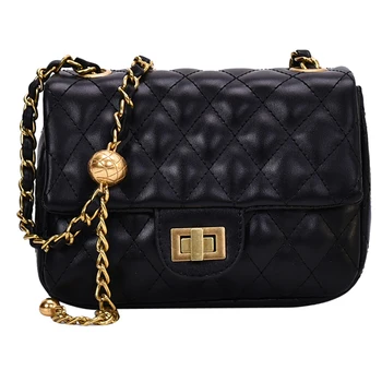 

191229 iVog New Arrival Everyday Female Small Shoulder Messenger Handbag Black Quilted Chain Fashion Hand Bags for Women 2019
