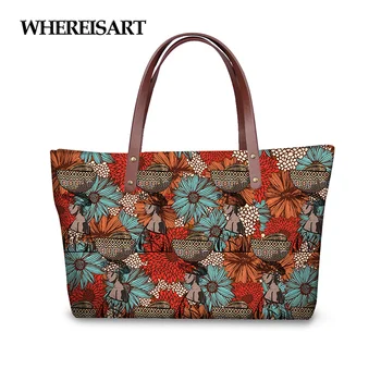 

WHEREISART Ethnic Tribe Printing Women Bags Vintage African Printed Designs Handbags Ladies Casual Shopping Bags Bolsa Feminina