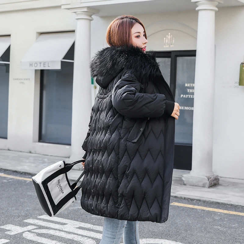 

2019 Down Parka Casual Outwear Autumn Winter Hooded Coat Winter Jacket Women Fur Coats Women's medium-long Winter Jackets