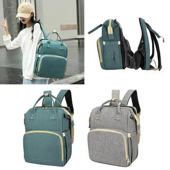 

Baby Travel Bassinet Multi-functional Diaper Bag Backpack Changing Station Foldinb Baby Bed with Insulated Bottle Pockets