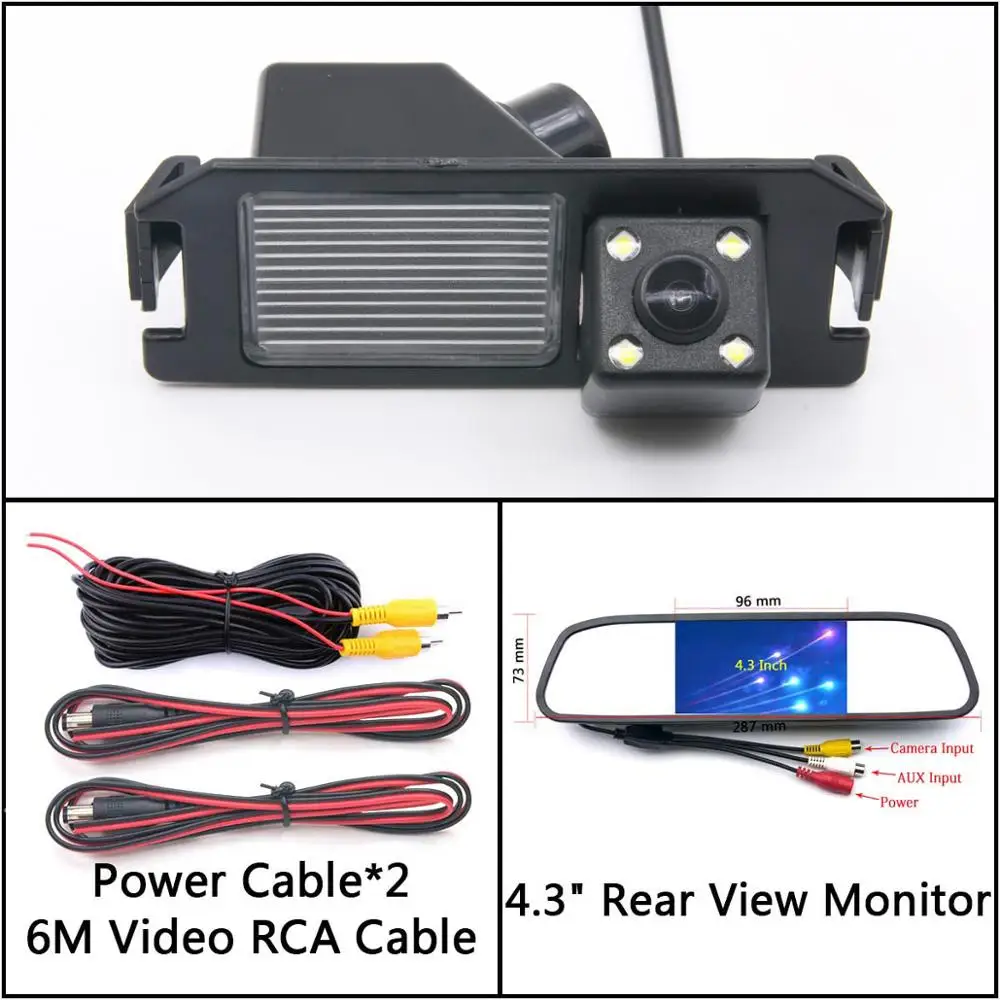 4 LED light Reverse Rear View Camera For kia plcanto Morning Rio 3 Soul MK1 MK2 Niro DE Car Parking Monitor Night Vision - Название цвета: Cam N 4.3 Mirror