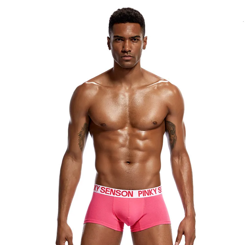Розовое сексуальное нижнее белье мужские боксерские шорты для геев мешок пениса пижамы Мужское нижнее белье популярные боксерские - Цвет: 3