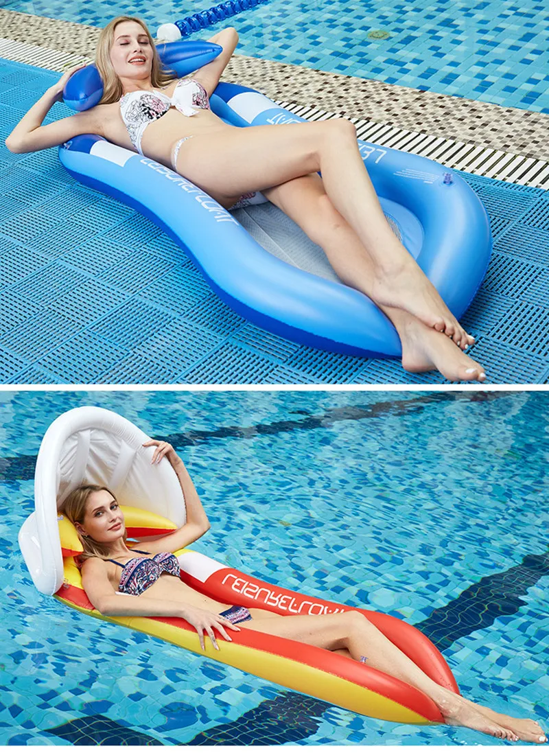 Inflatable Floating Row Chair Lounge Pool Floats Beach Single Air Mattress for Swimming Water Sports Floating Sleeping Bed Chair (4)