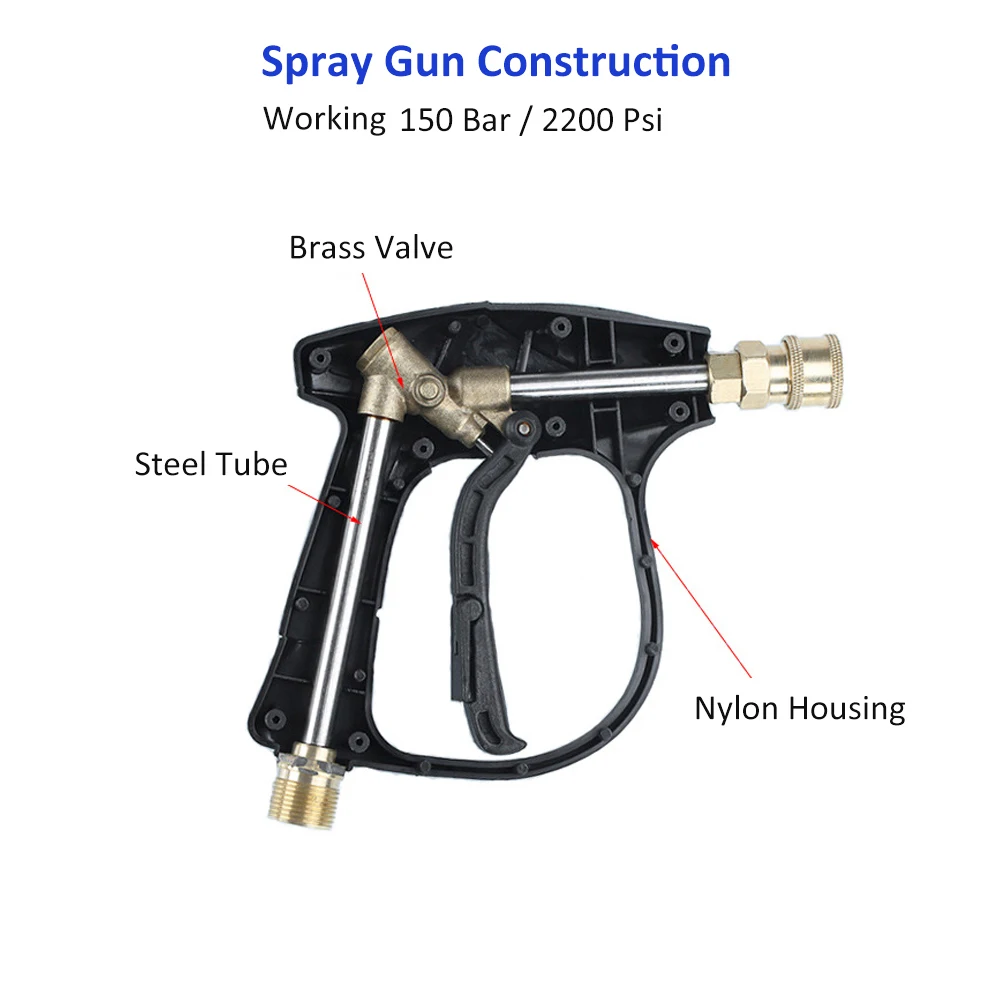 Pistola idropulitrice di ricambio pistola a spruzzo d'acqua ad alta  pressione pistola 150bar 2200psi con punte per ugelli a spruzzo rapido da  1/4