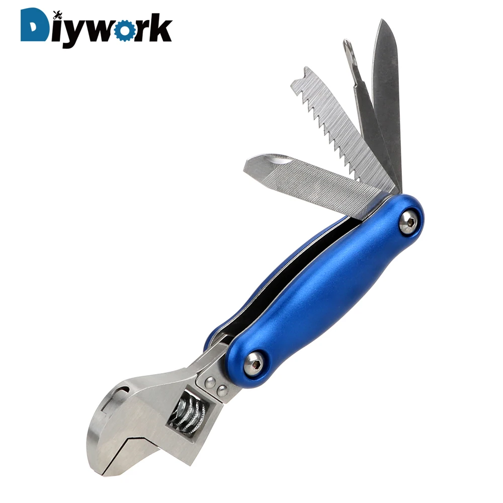 DIYWORK 8 в 1 пильный диск, отвертка, серповидный регулируемый гаечный ключ нож Отвертка Набор универсальныe для использования в походных условиях инструмент