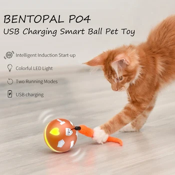 

Cat Interactive Pet Ball Toys USB Charging Smart with Colorful LED Lights 2 Running Modes Newest Rotating Ball Pets Playing Toys