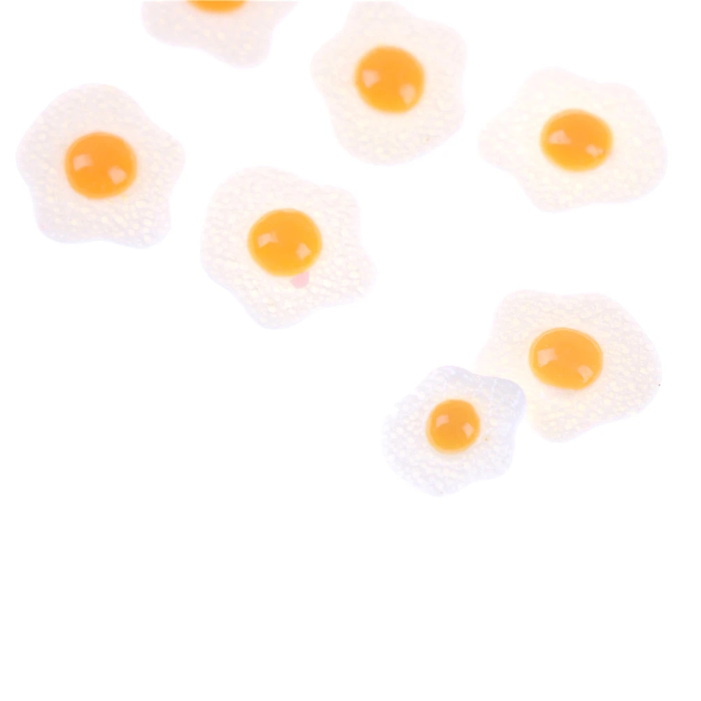 Doll House Toys 10PCS S L Diy Resin Fried Egg 1:12 White Egg Flatback Cabochons Dollhouse Miniature Food DIY Scrapbooking