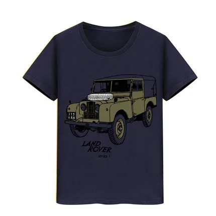 Блузка для мальчиков и девочек; футболки; детские топы; Teeshirts Land Car Rover 90; полностью совершенство; модель SUV; футболка; детская футболка для скейтборда - Цвет: Тёмно-синий