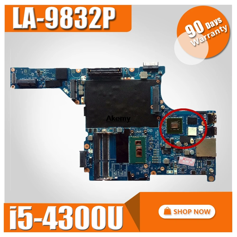 

FOR DELL Latitude E5440 Laptop Motherboard WITH I5-4300U CPU CN-08XGRY 08XGRY 8XGRY VAW30 LA-9832P DDR3L Test ok