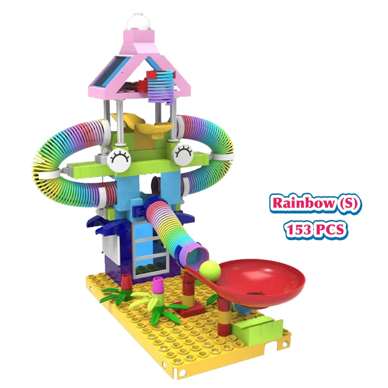 rainbow(s) Детские блестящие 65-203 шт мраморные беговые дорожки Duplo DIY блоки игрушки строительные блоки весенние горки для детей мальчик девочка подарок на день рождения - Цвет: rainbow(s)