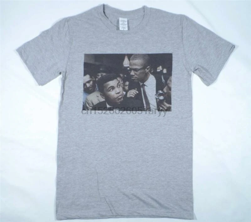 Muhammed Ali &amp Malcolm X серая футболка Размер S-XXXL винтажная черная история бокса |