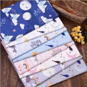 

New Moon Stars 100% Cotton Fabric Diy Patchwork Quilting Handmade Baby Cloth Dress Bedding Blanket Sheets Tilda Tissus Tecidos