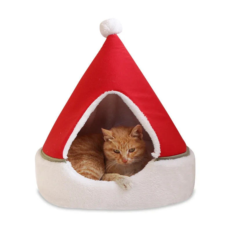 Рождественская кровать для кошек Новогоднее мягкое теплое гнездо кровать для собаки кошка в форме рождественской ёлки будка для питомца домашняя Новогодняя теплая Лежанка
