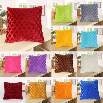 1PC Soft Velvet Cushion Cover Decorative Pillow Cases Throw Pillowcase Solid Color Plush Home Decor Home