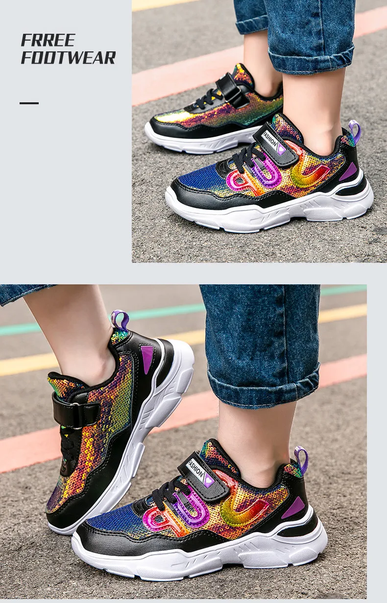 PINSEN 2019 Autumn children's sneakers Girls Shoes Kids Sport Shoes Shining Fashion Casual Child Shoes For Girl chaussure enfant (12)