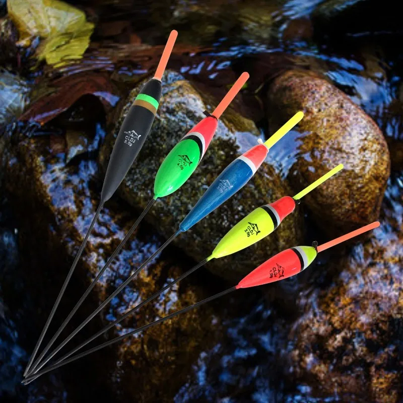 Pesca flota conjunto de 10 unids/lote Bobber pesca luz palo flota fluctúan tamaño de Mezcla Color flotar boya para accesorios de pesca
