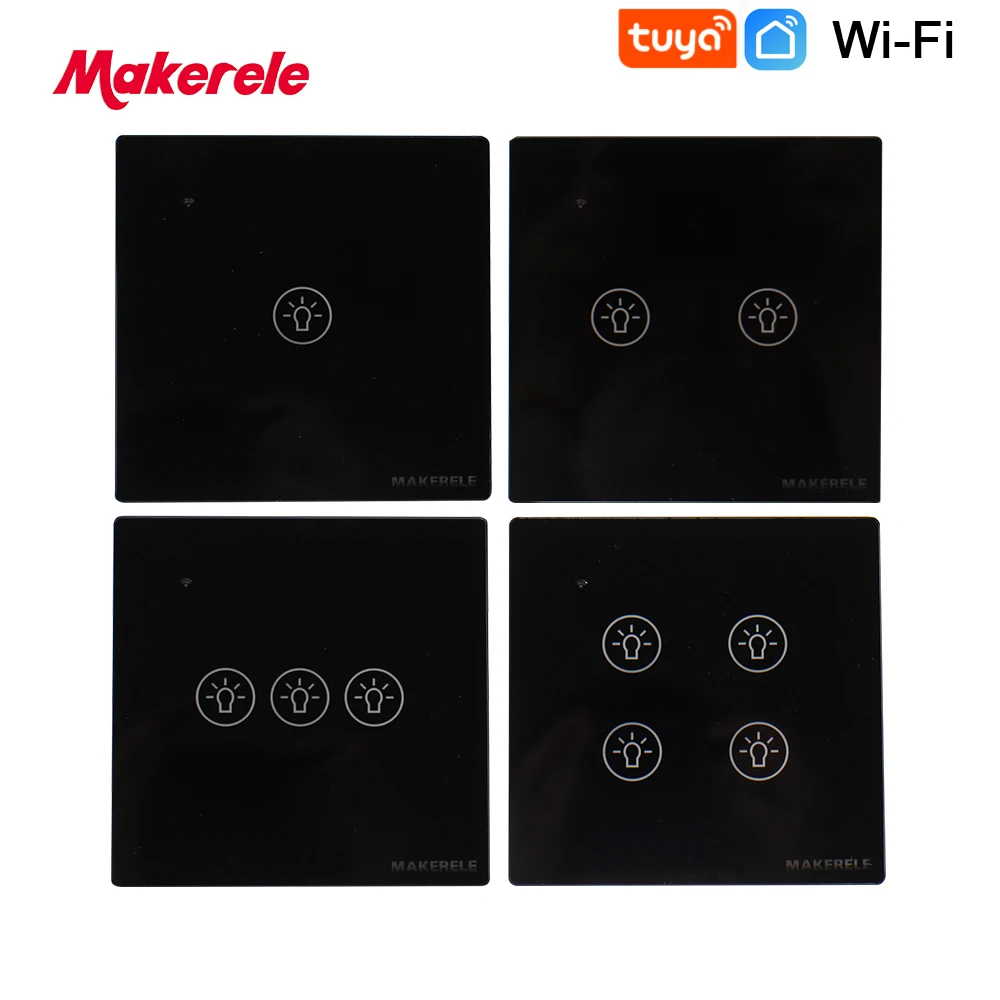 Makerele Wi-Fi настенный светильник сенсорный выключатель Tuya/приложение Smart Life Беспроводной Управление 1/2/3/4 банды Google Home Aamazon Alexa Голосовое управление Управление