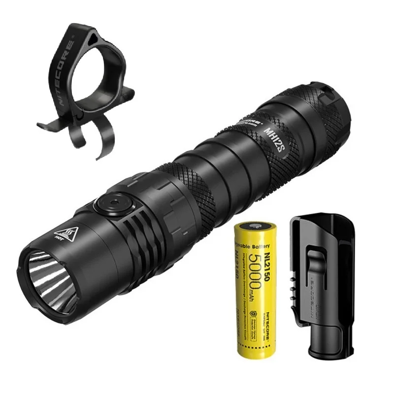 2021 Nitecore MH12S Tactical LED Flashlight Luminus SST-40 1800 LM Rechargeable Torch Lighter by 21700 Battery for Self Defense