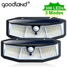 Goodland-Luz LED Solar para exteriores, lámpara alimentada con luz Solar, Sensor de movimiento PIR, luces impermeables para decoración de jardín, 308