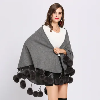 

SWONCO Big Towl Poncho Women Lovely Bow Cape For Women 2019 Knit Warm Cloak Female Shoulder Capes And Ponchos Winter Scarf capa