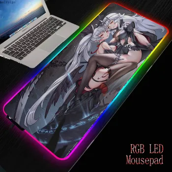 

XGZ Girl Big Breast RGB Gaming Large Mouse Pad Gamer Led Computer Mousepad with Backlight Carpet for Keyboard Desk Mat DIY XXL